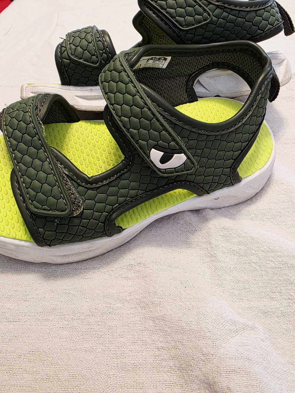 Carter's Dino Olive Green Hook-and-Loop Sandals Light Up Toddler Size 10